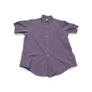 Brooks‎ Brothers Traditional Fit Shirt Mens L Purple Check Short Sleeve Cotton